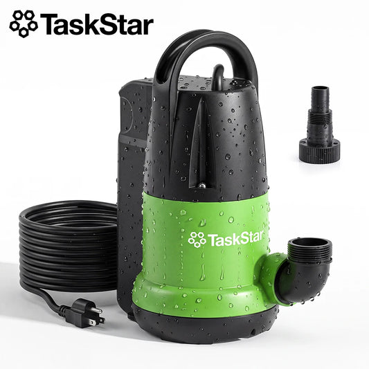 TaskStar 1HP Submersible Water Pump 4000GPH Sump Pump with 25Ft Long Cord Built‑in Vertical Float Switch 28Ft Max Lift for Basement Pool Hot Tub Yard Flood Drainage