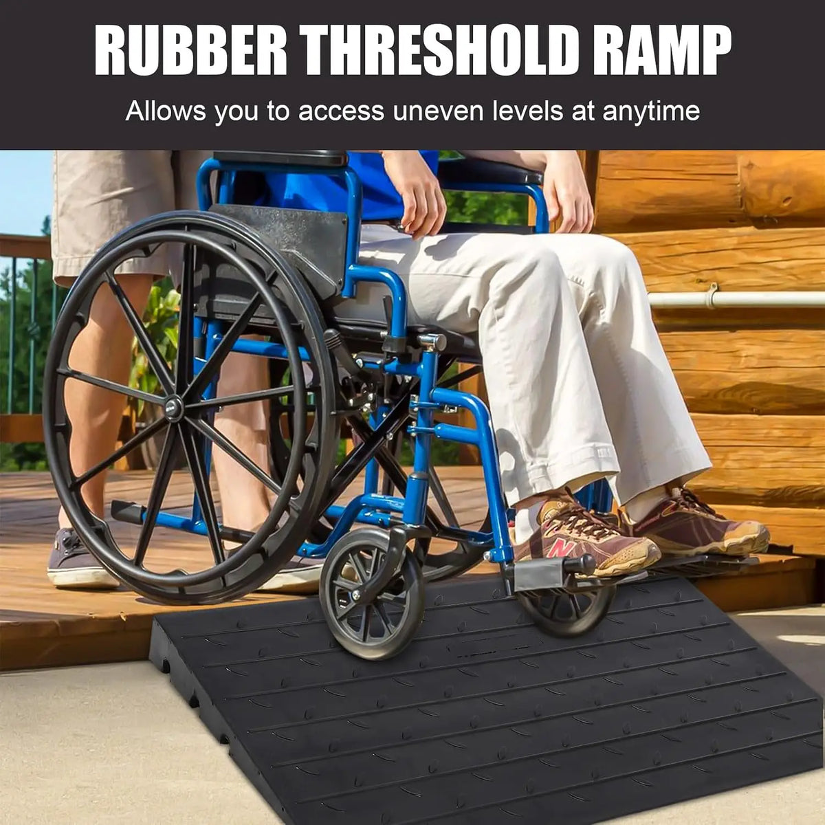 Tacleekii Rubber Curb Ramp With Cord Channels for Wheelchair Access