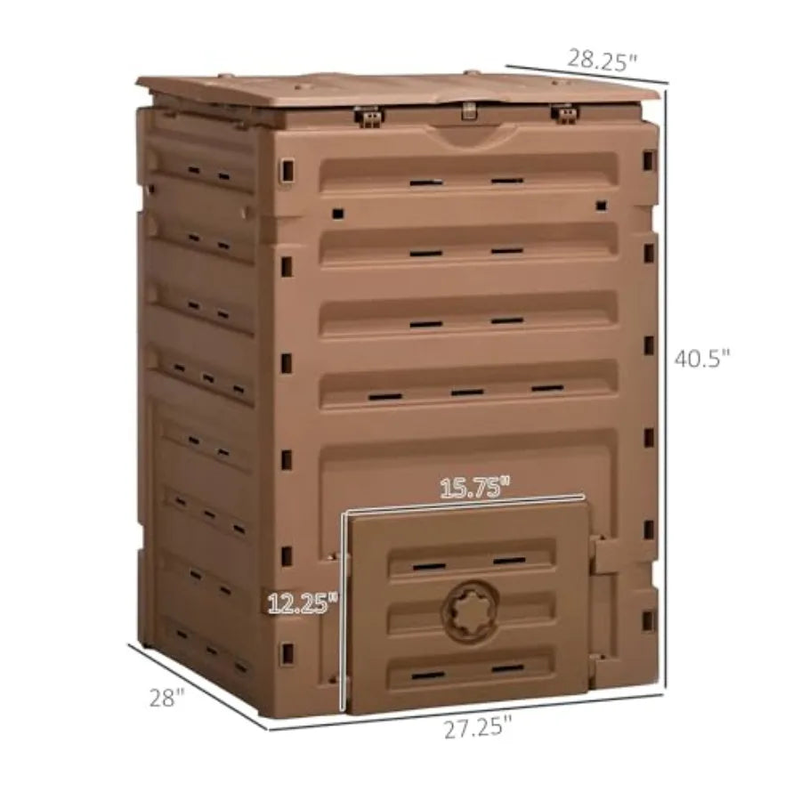 Outdoor Plastic Compost Bin With Dual Vented Sliding Doors