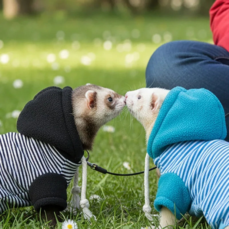 Soft Ferret Hooded Walking Outfit With Built In Leash Hole