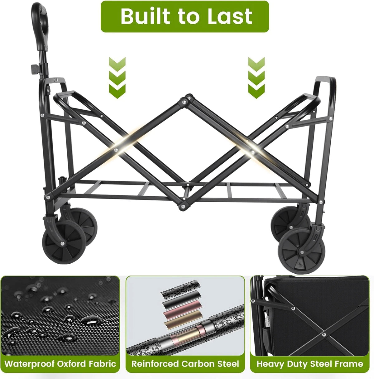 Heavy Duty Foldable Steel Wagon Cart With All Terrain Wheels