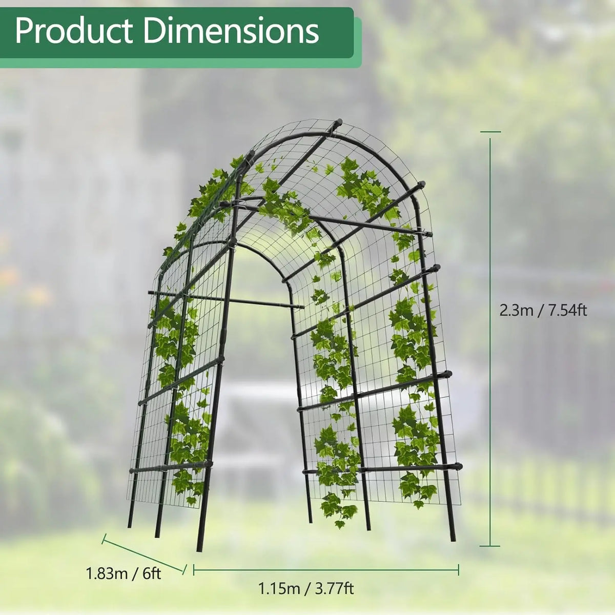 Garden Arch Trellis, 7.5FT Extra Tall Polyethylene-Coated Stainless Steel Garden Trellis for Cucumbers, Melons, Vegetables, Peas, Tomatoes & Climbing Vegetables, Outdoor Rust-Resistant Trellis