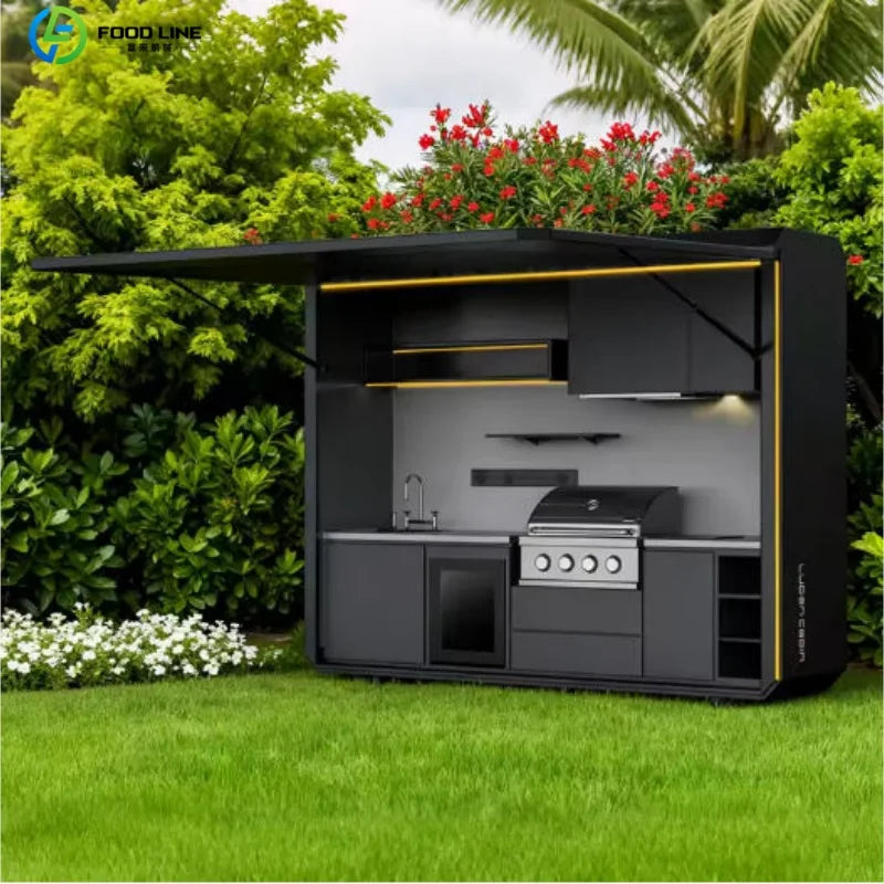 Outdoor Patio Kitchen BBQ Combo Weatherproof Storage Cabinet Stainless Steel Modular All in One Garden Backyard Customized