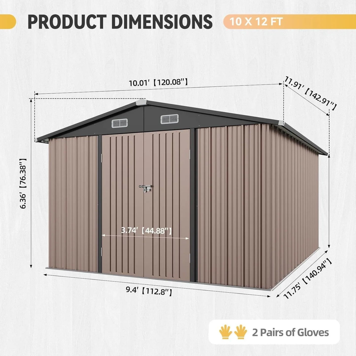 Galvanized Steel Outdoor Storage Shed With Floor And Vents