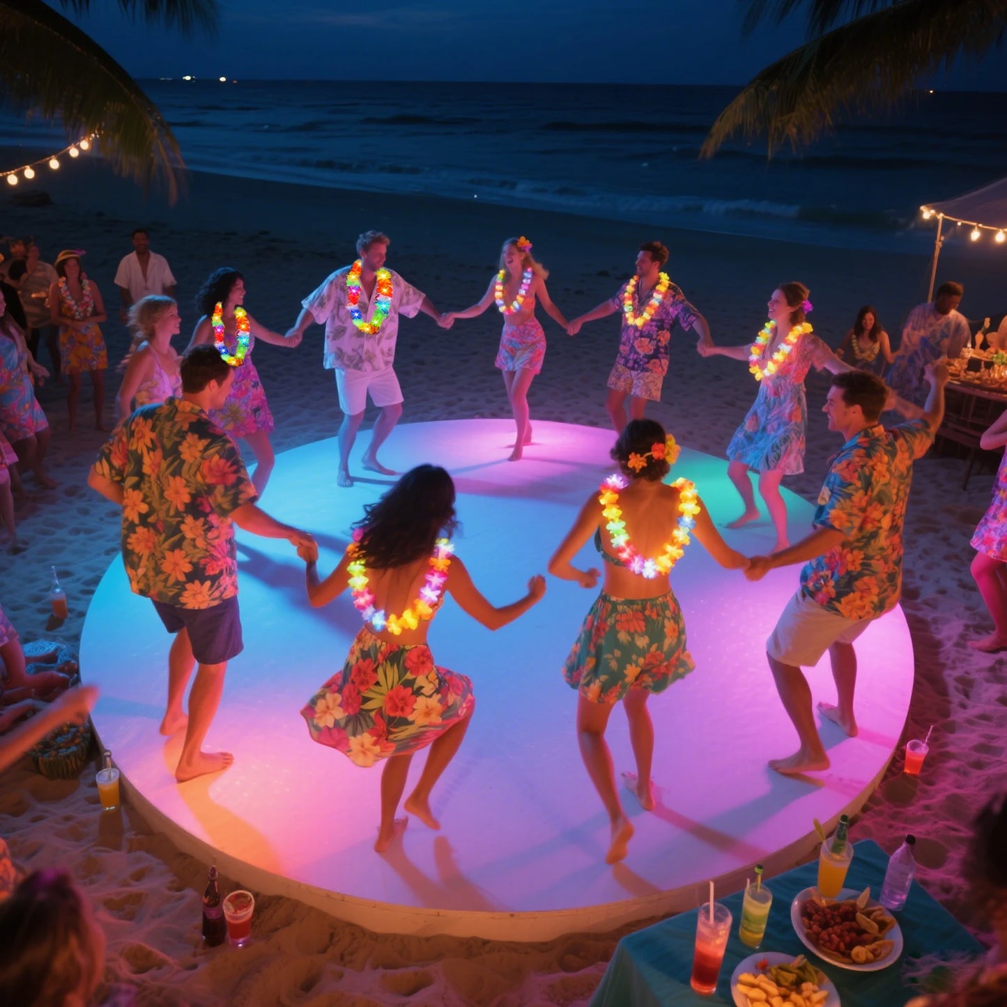 LED Illuminated Hawaiian Flower Party Lei Necklace Gift