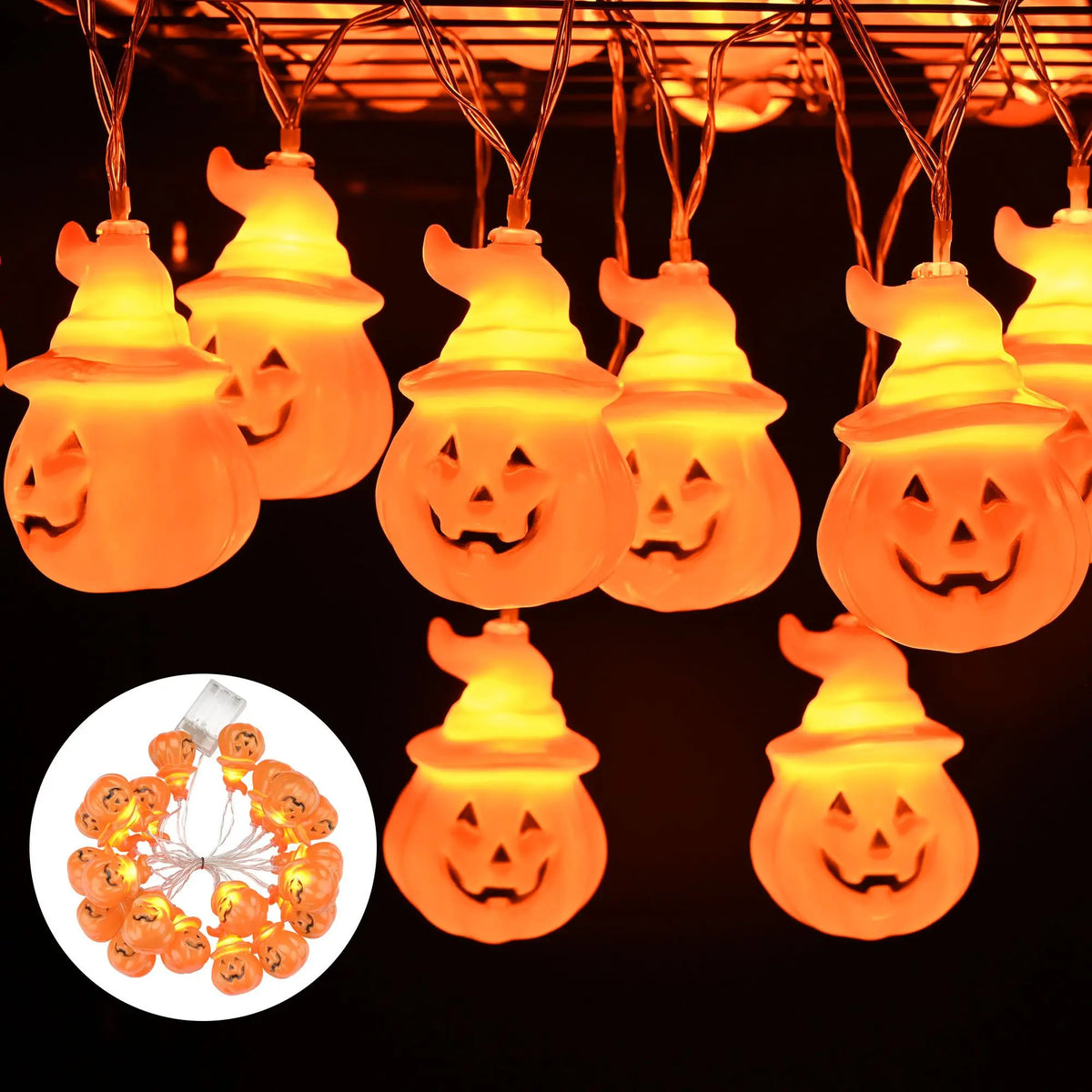 Halloween Pumpkin Fairy String Lights For Outdoor Decorations