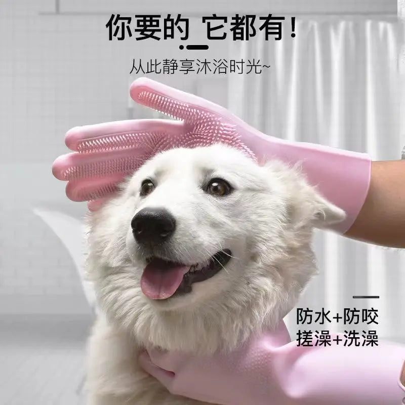 Silicone Pet Bathing Gloves Dog And Cat Scrub Brushes