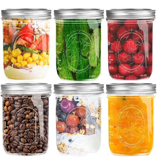 Wide Mouth Mason Glass Jars With Airtight Metal Lids