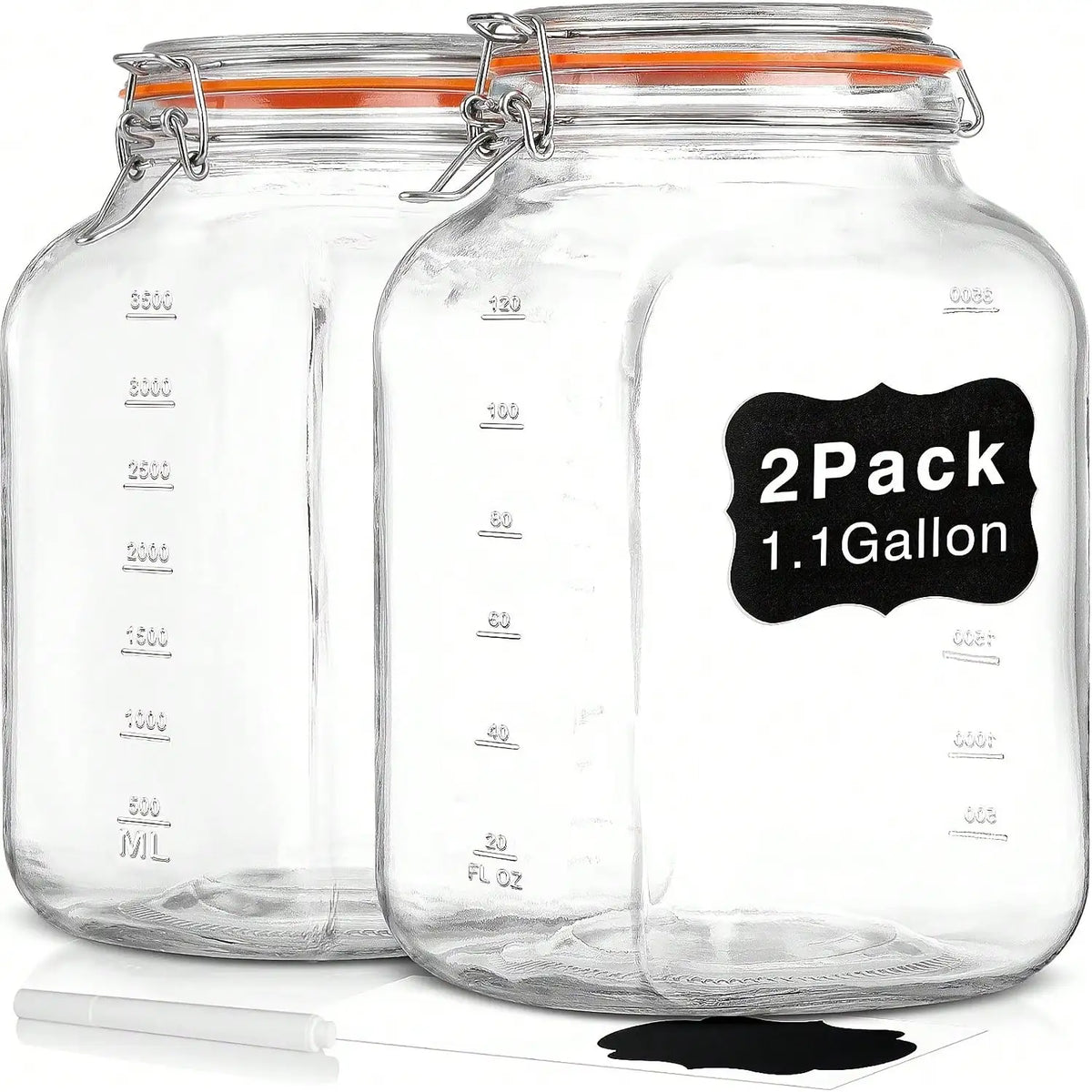 Wide Mouth Airtight Glass Storage Jars With Measurement Mark Lids