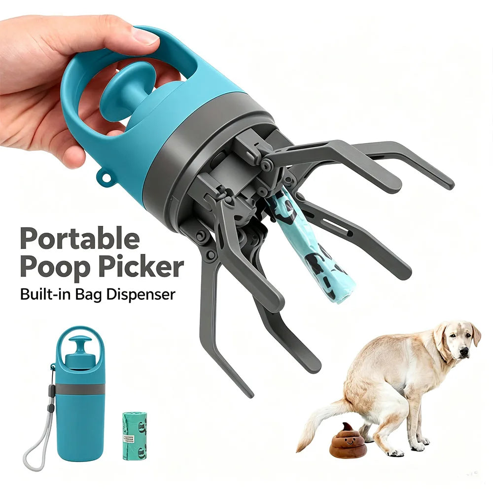 Portable One Hand Dog Pooper Scooper With Bag Dispenser