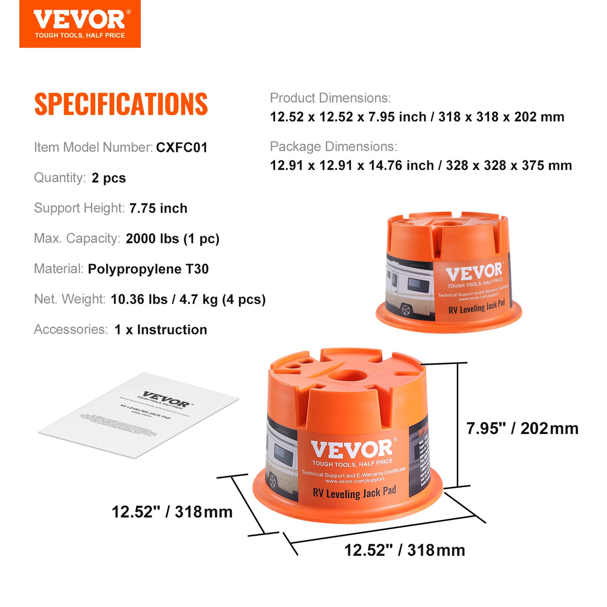 Vevor High Capacity RV Camper Trailer Stabilizer Blocks