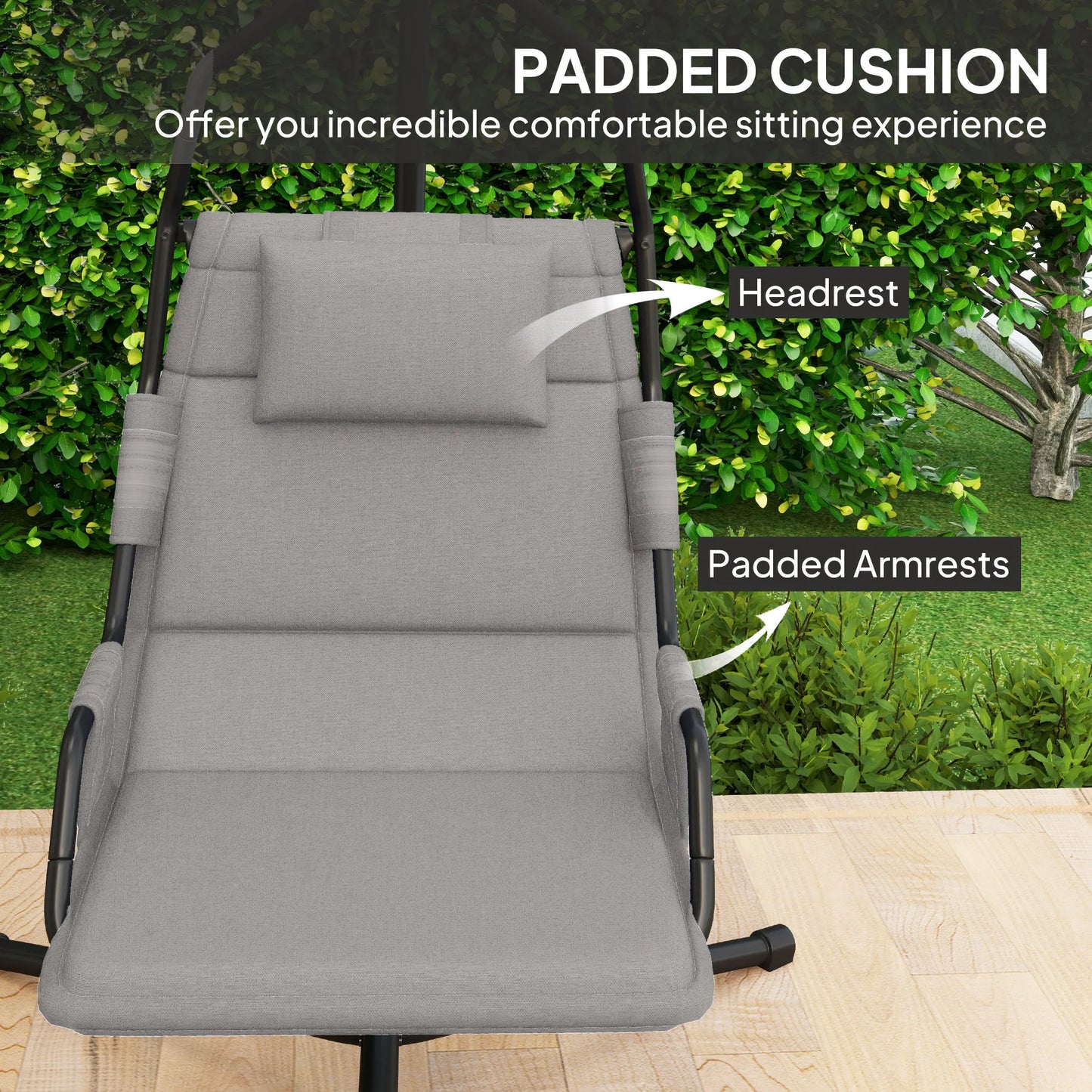 Outsunny Freestanding Hammock Swing Chair With Comfortable Cushioned Seat