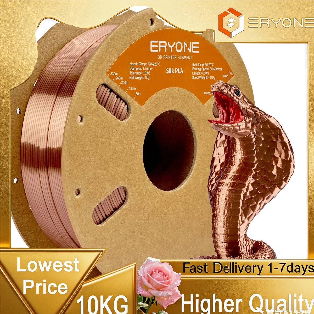Eryone Professional Grade Silk PLA 3D Printer Filament