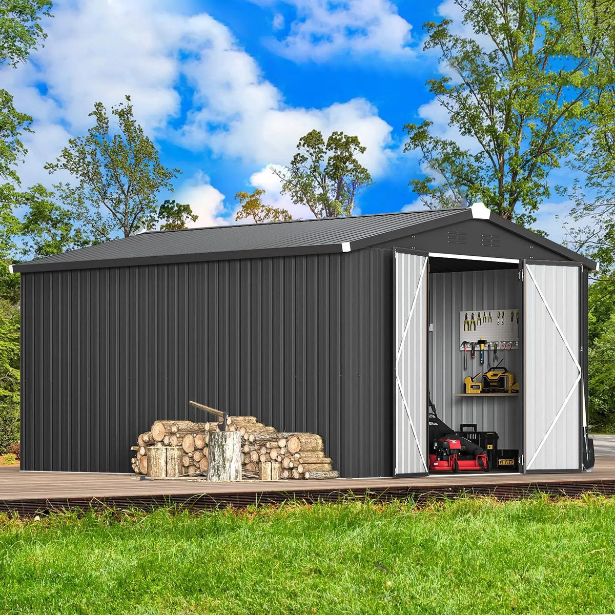 Outdoor Plastic Storage Shed With Lockable Door For Yard Patio