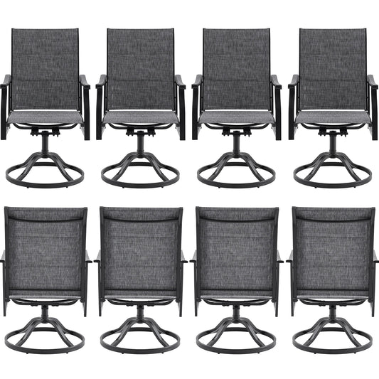Farini 360° Swivel Outdoor Dining Chairs Set of 2, Patio Metal Paded Armchair with Textilene Fabric, All-Weather Resistant