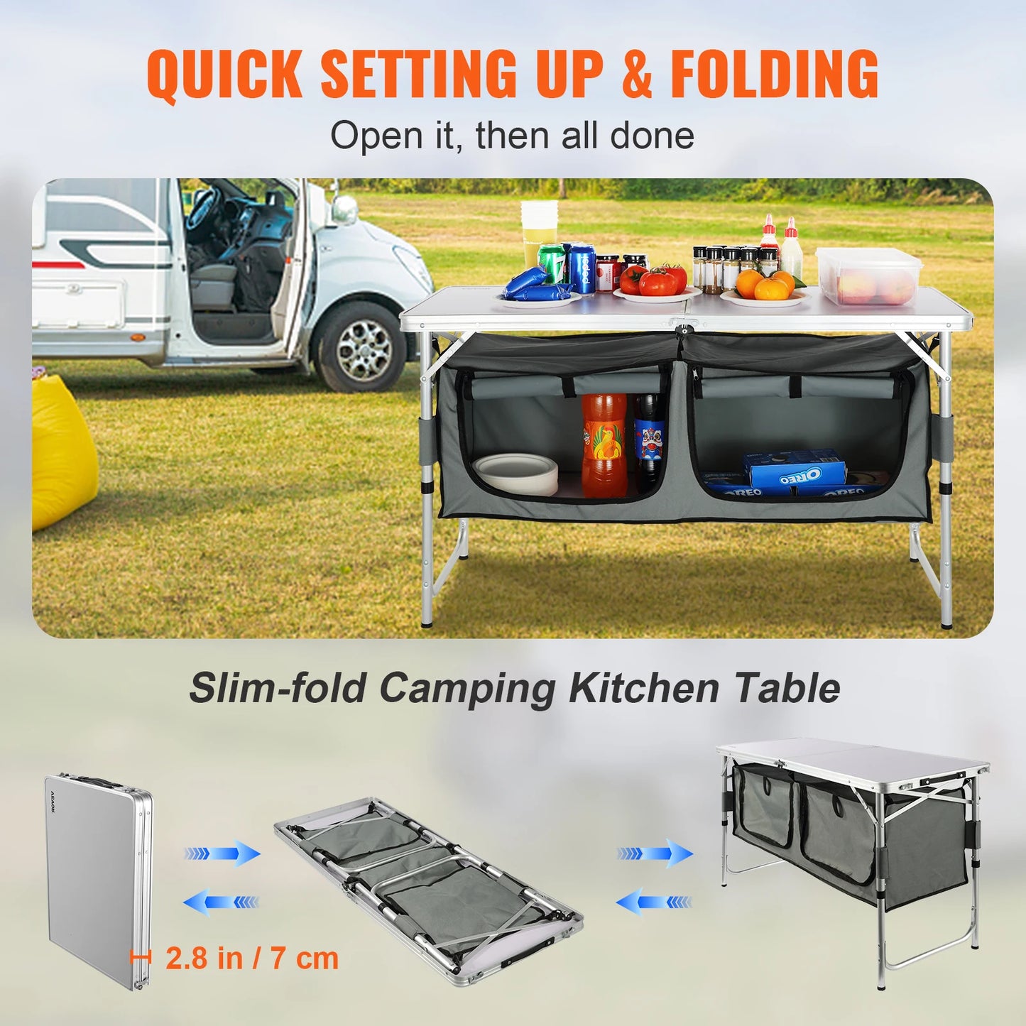 VEVOR Folding Camping Kitchen Table For Outdoor Picnic