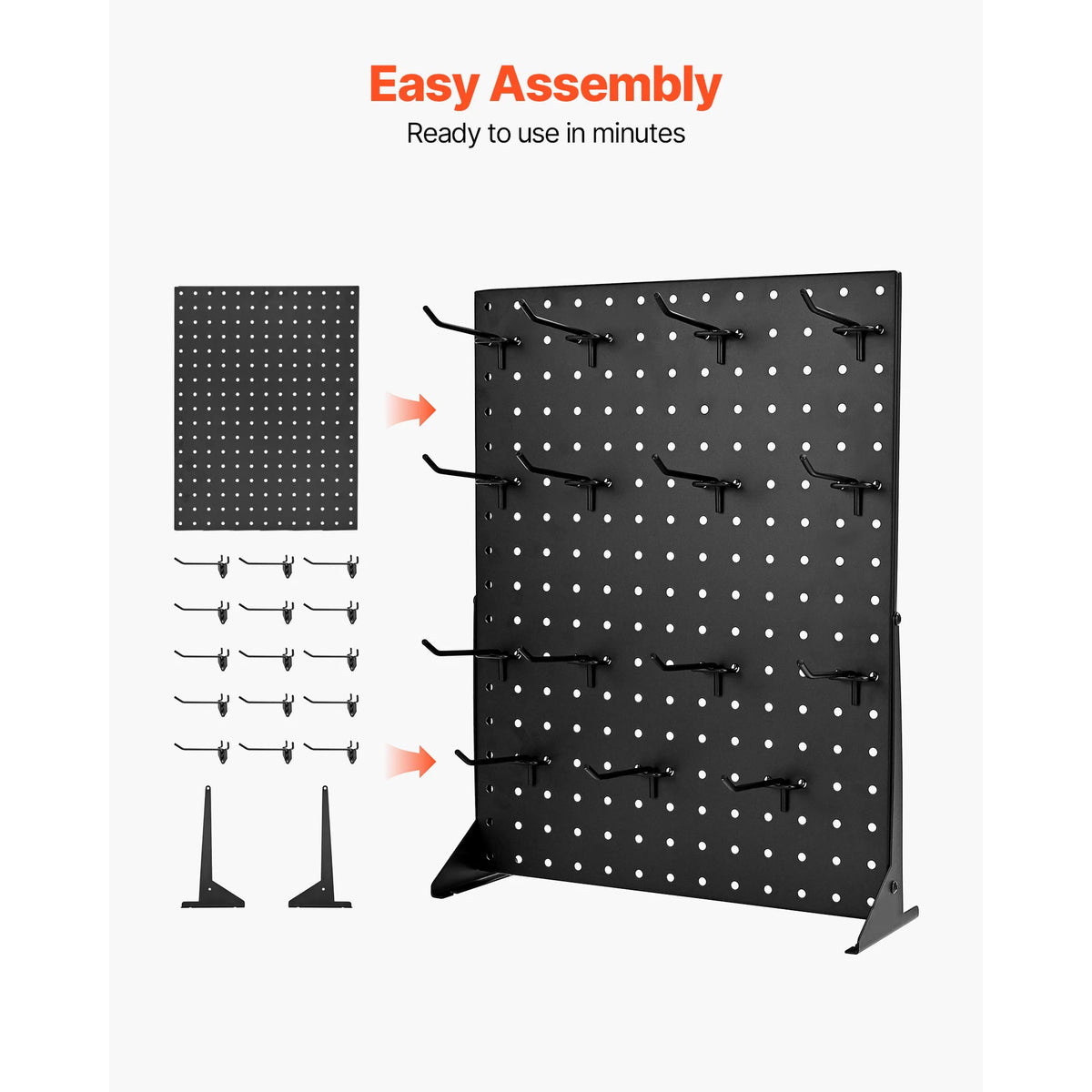 SucceBuy Steel Pegboard Display Stand With Hooks For Retail Space