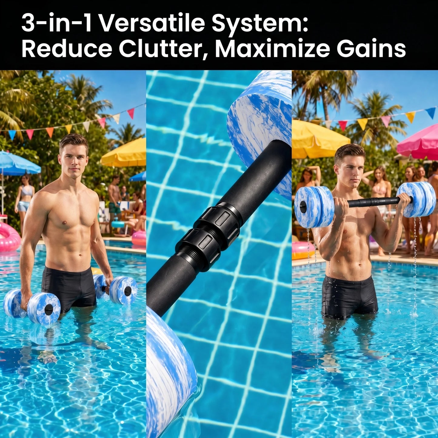 Hapbear Adjustable Aquatic Dumbbells For Pool Exercises