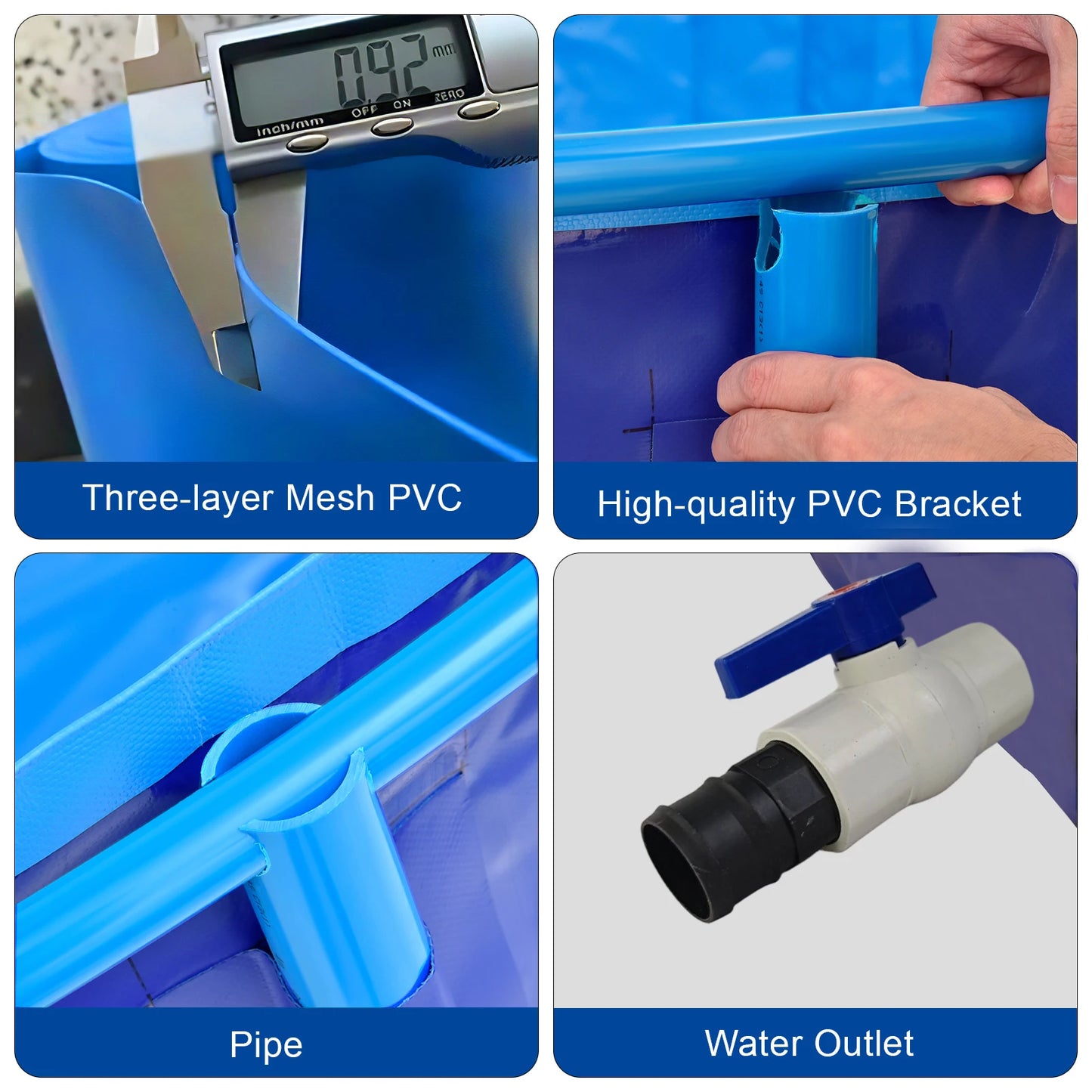 Portable Foldable PVC Fish Pond With Metal Frame Stand