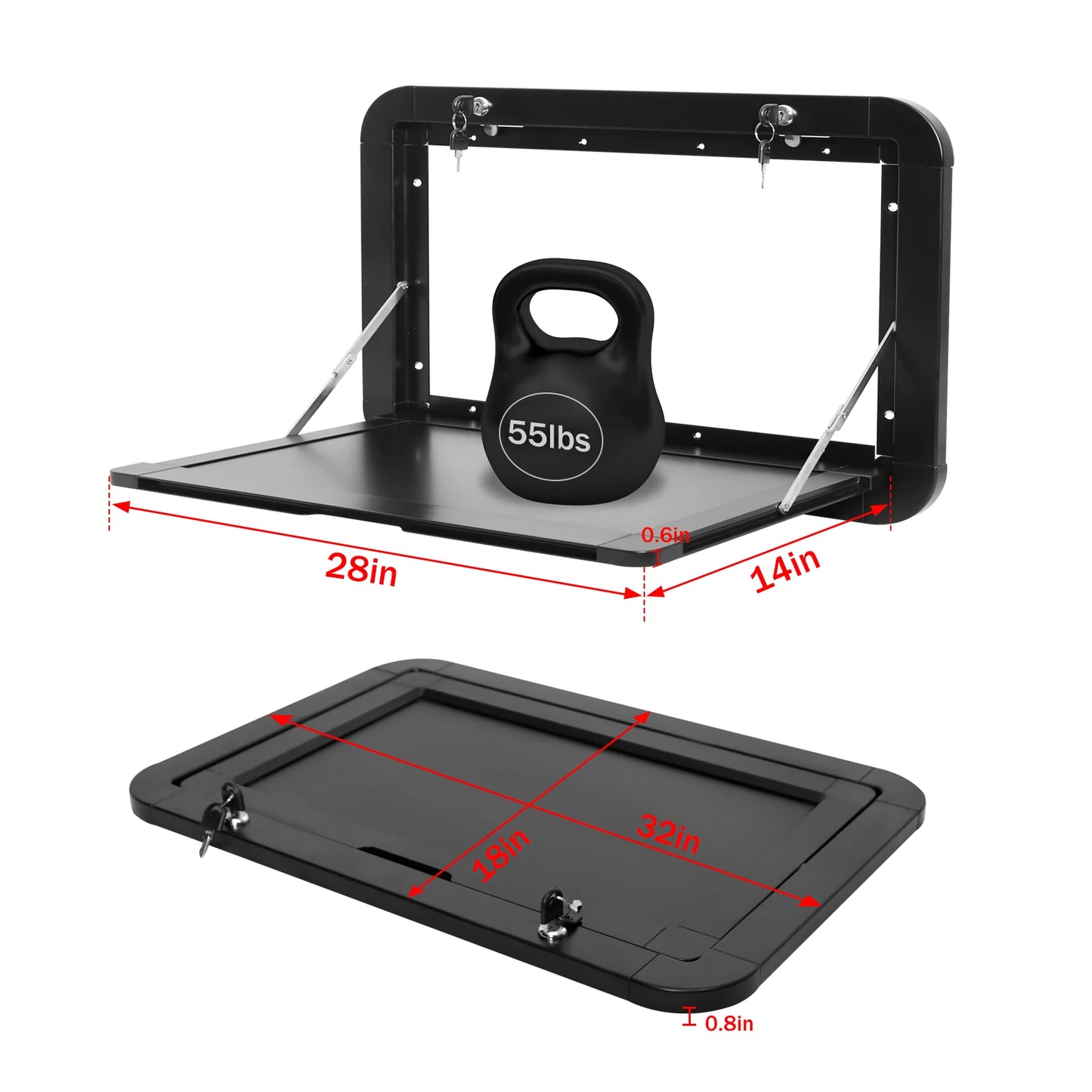HWHongRV RV Wall Mounted Folding Table with Locking Switch Space Saving Fold Down Table for Camper Van Motorhome Boat 2 Sizes