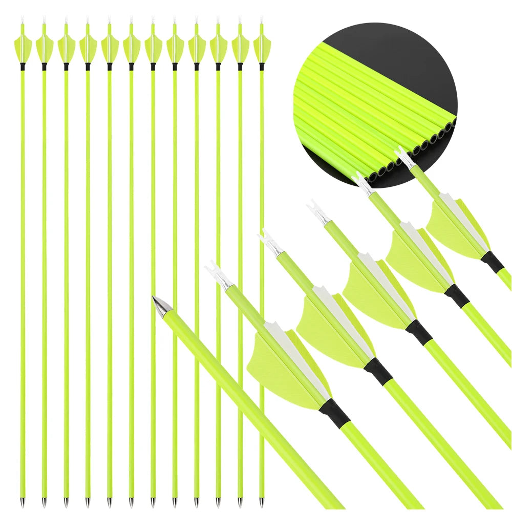 30" Carbon Archery Arrows 12 Pack Spine1500 ID4.2mm Vanes Equipment for Outdoor Shooting Training and Small Game Hunting