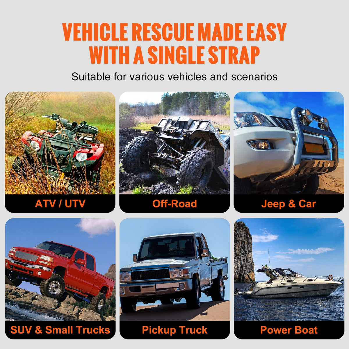 SucceBuy Off Road Nylon Recovery Tow Rope for Jeep Truck