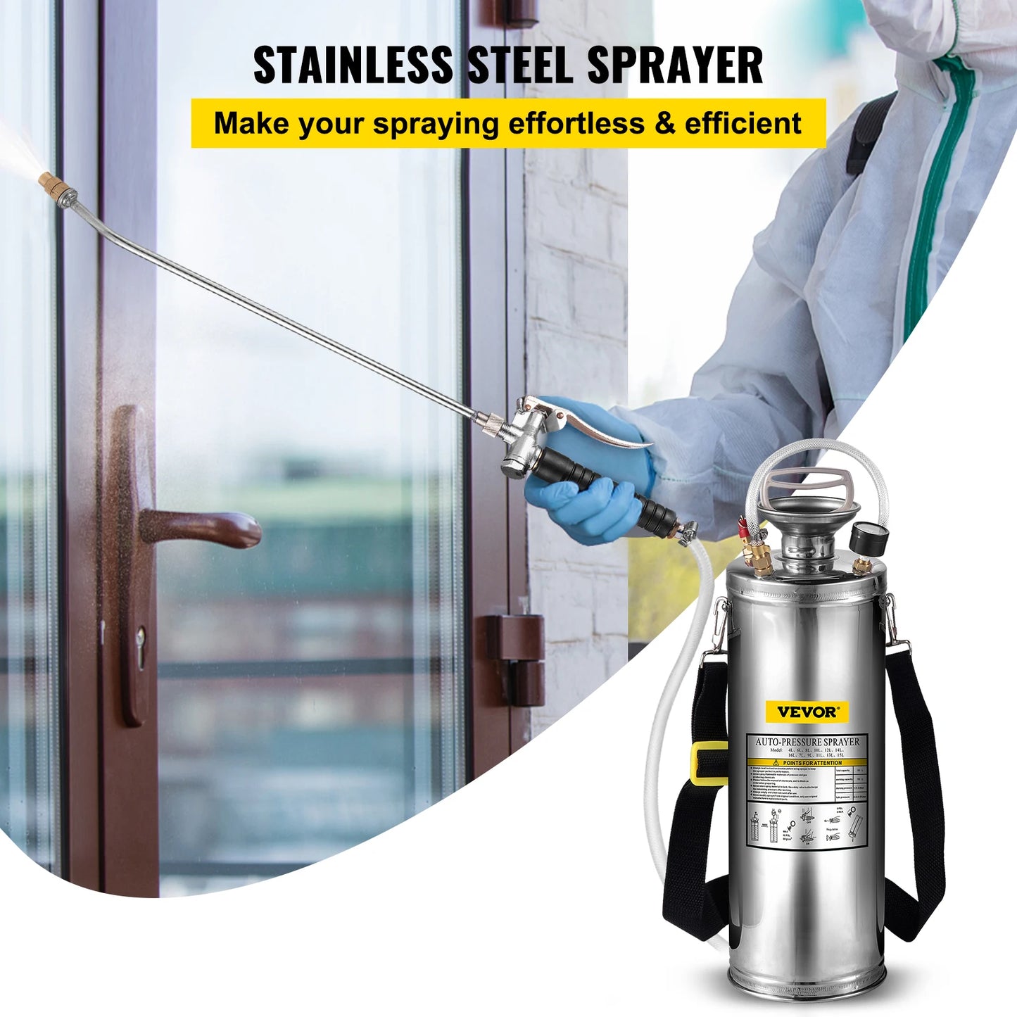 SucceBuy Stainless Steel Hand Powered Garden Sprayer Pump