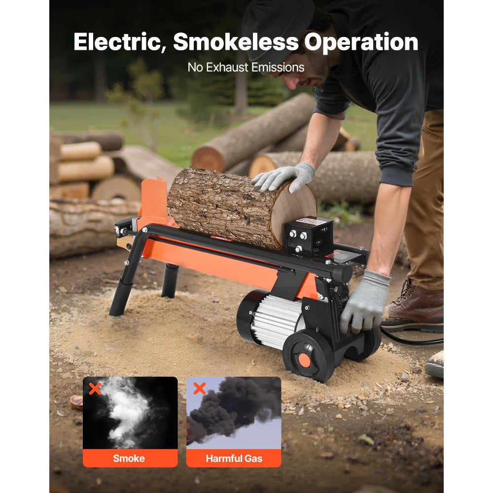 Electric Portable Log Splitter With Heavy Duty Wheels And Motor