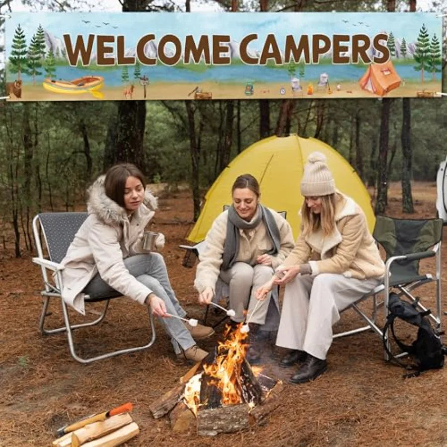 Camping Adventure Birthday Party Banner And Baby Shower Backdrop