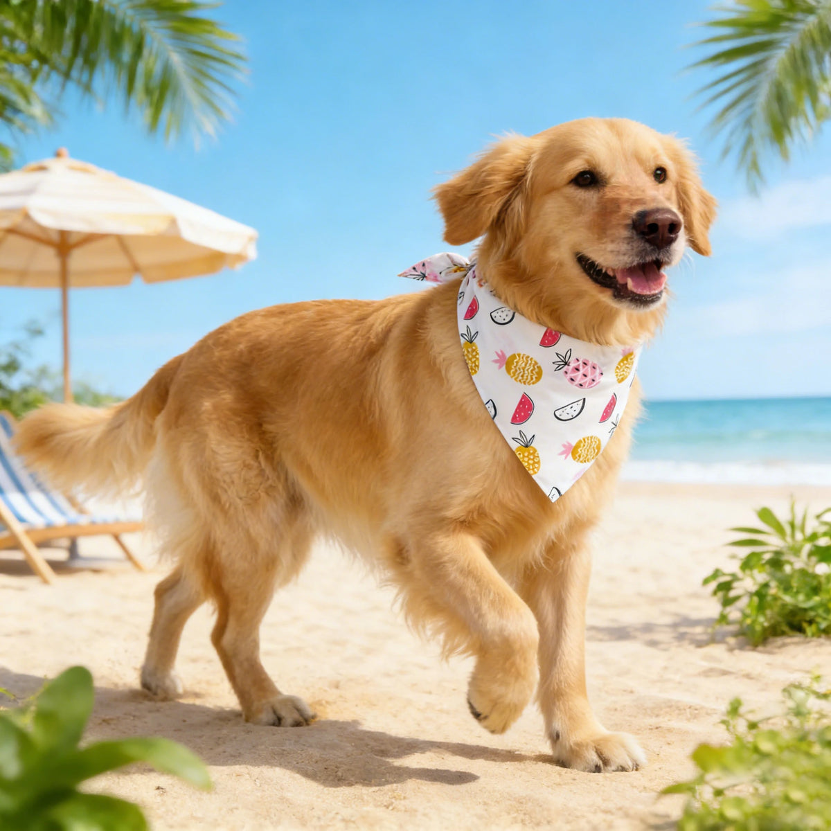 Washable Floral Fruit Dog Bandana Soft Adjustable Pet Kerchief