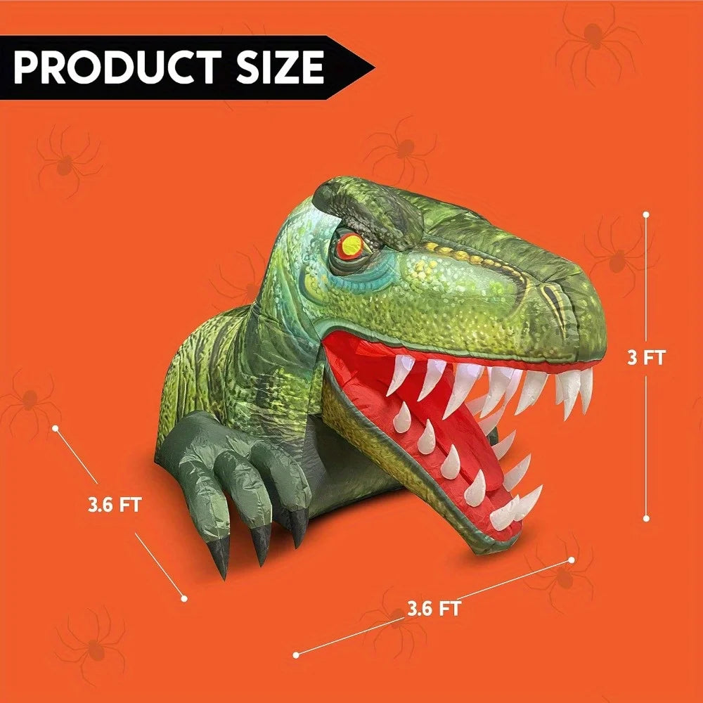 Animated Halloween Inflatable Dinosaur With Led Trunk Or Treat Decor