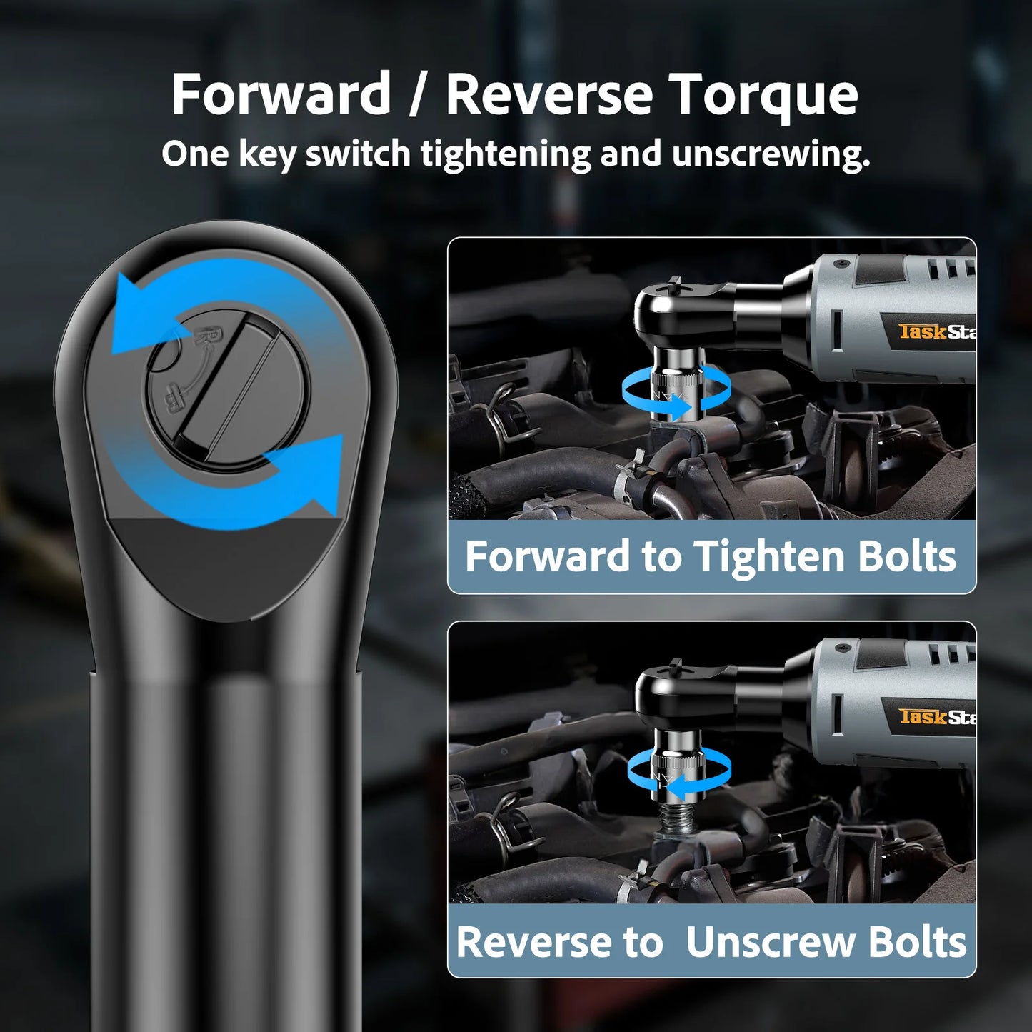 TaskStar 12V Cordless Brushless Electric Ratchet Wrench Kit
