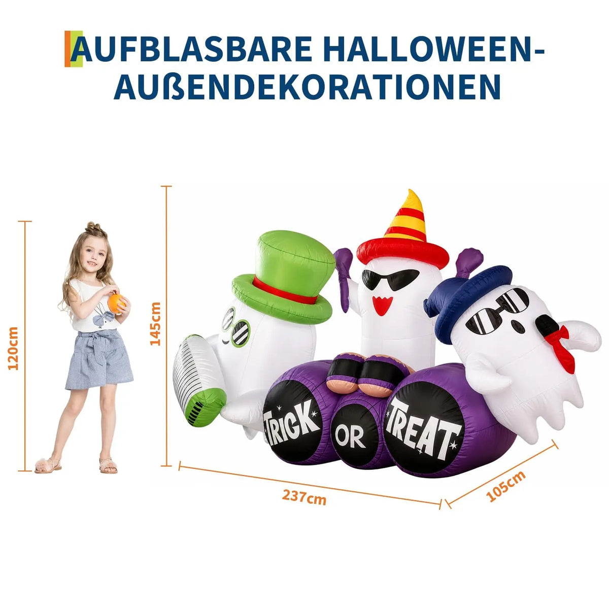 Halloween Inflatable Ghost Decoration With LED Lights For Outdoor Yard Decor