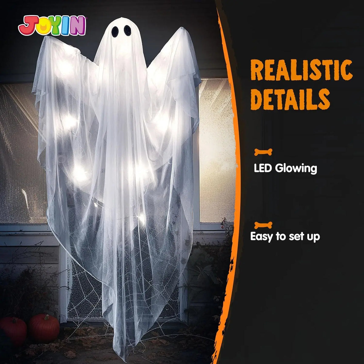 Halloween Hanging Light Up Ghost Decoration For Indoor Yard