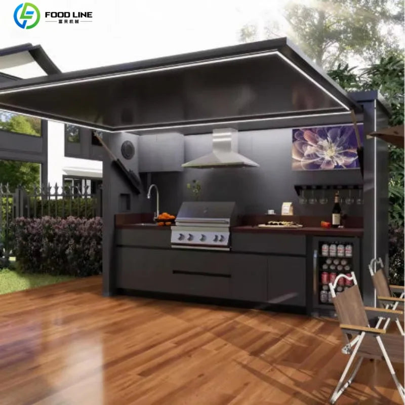 Outdoor Patio Kitchen BBQ Combo Weatherproof Storage Cabinet Stainless Steel Modular All in One Garden Backyard Customized