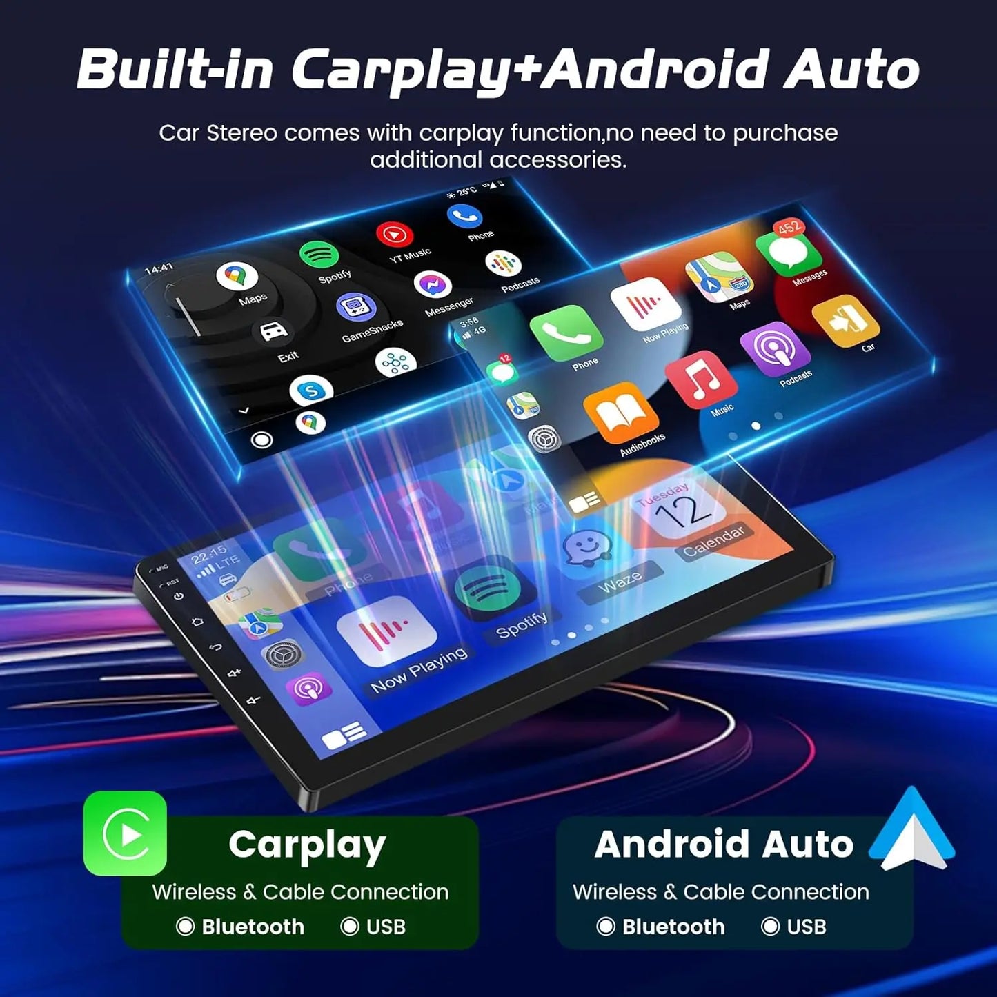 Lehx Android 15 Car Multimedia Player With Wireless Carplay