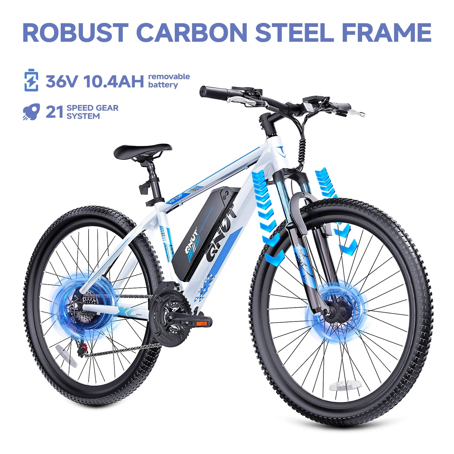 QNUT 1000W Peak Electric Mountain Bike With 10Ah Removable Battery