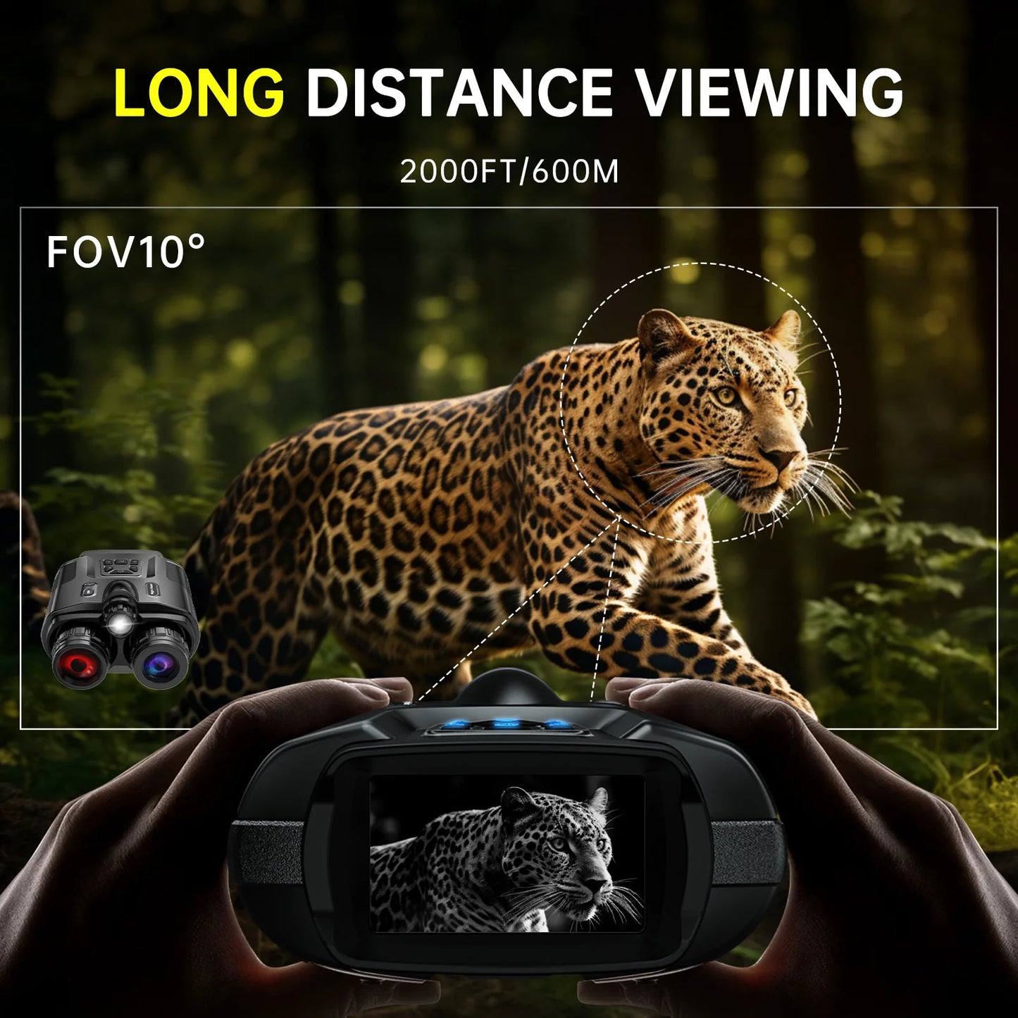 DIYIMIN Night Vision Binoculars 8X Infrared 600M Rechargeable