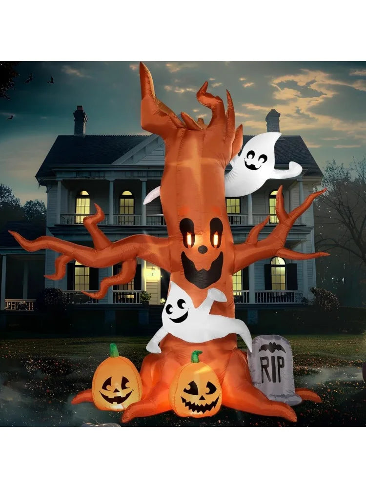 Inflatable Scary Tree With Led Lights For Halloween Yard Decoration