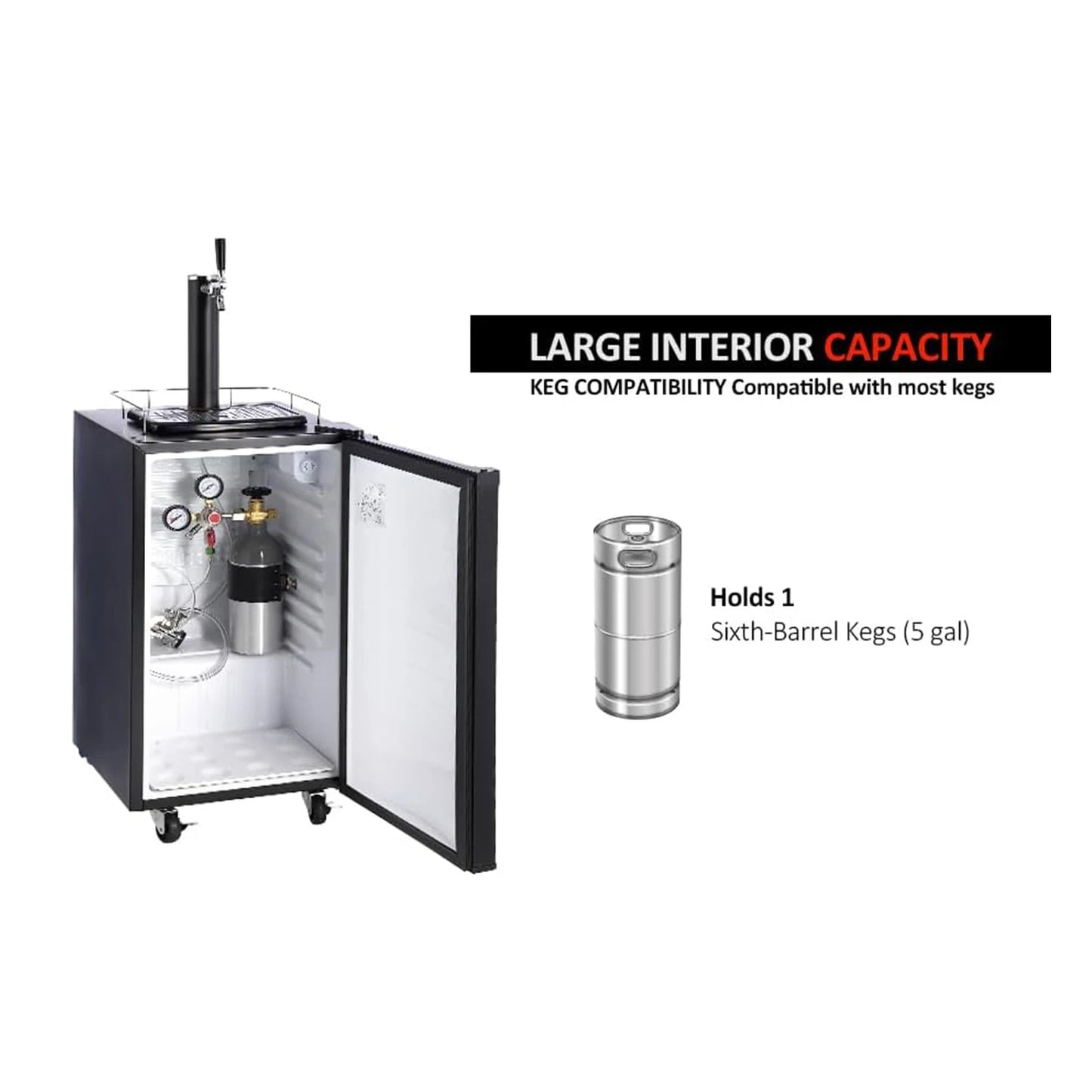 Twister Ck Beer Kegerator Stainless Steel Draft Station With Drip Tray