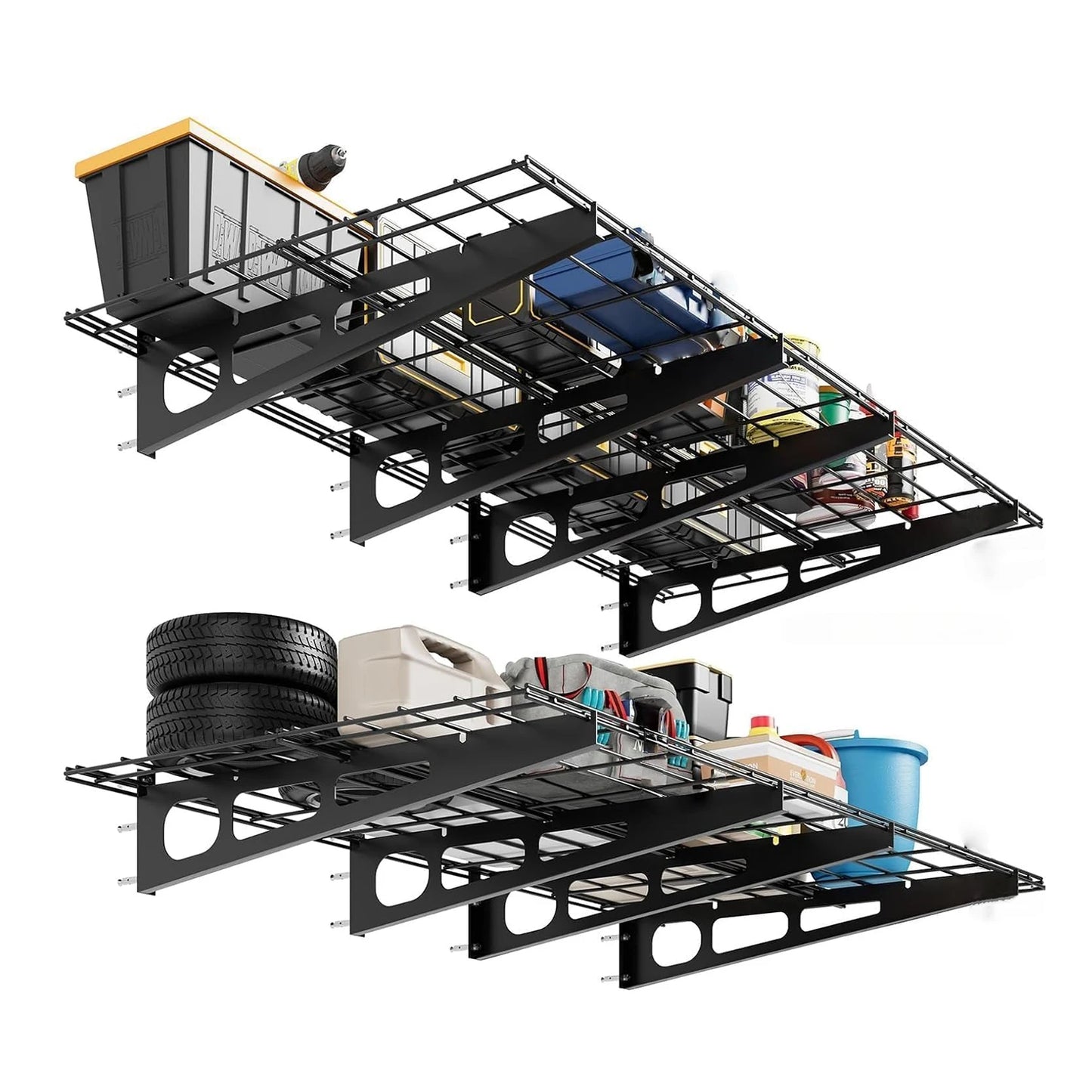 Hismiss Wall Mount Garage Shelving Heavy Duty Metal Storage Rack
