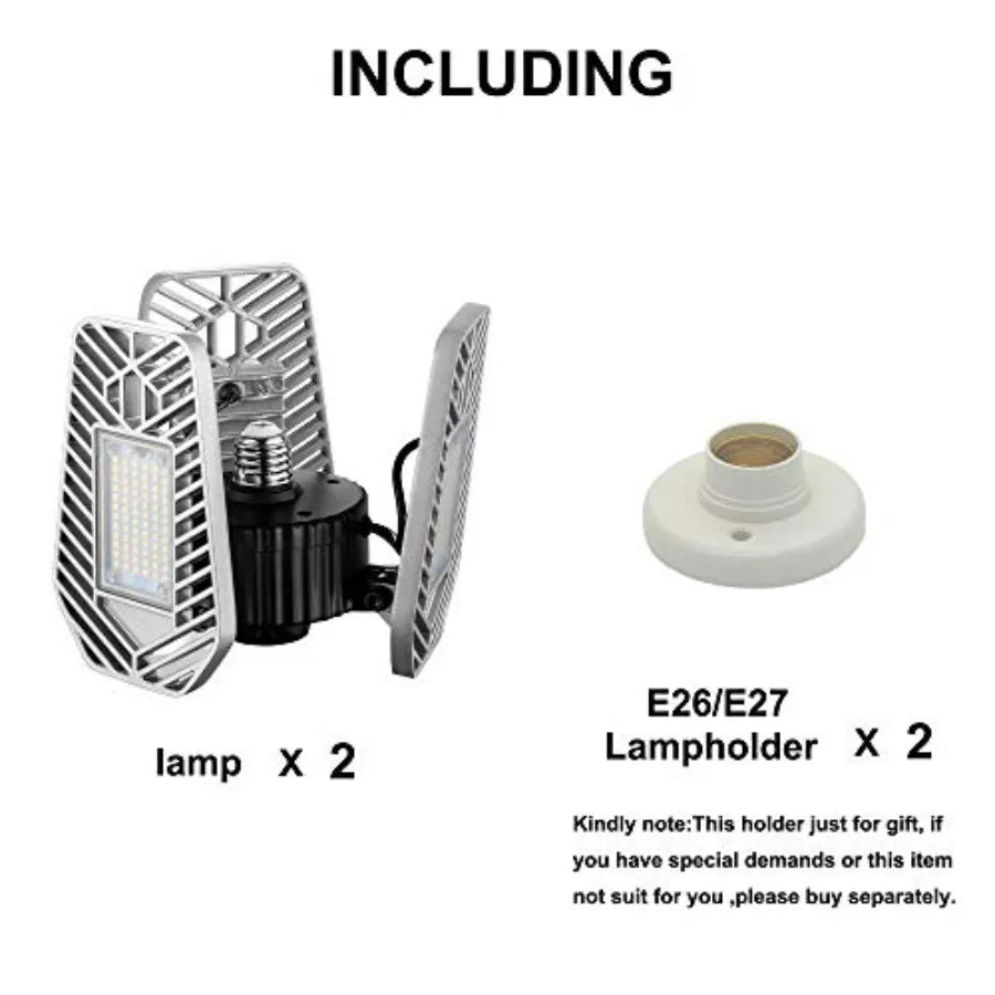 Deformable LED Garage Ceiling Light Adjustable Solar Shop Lamp