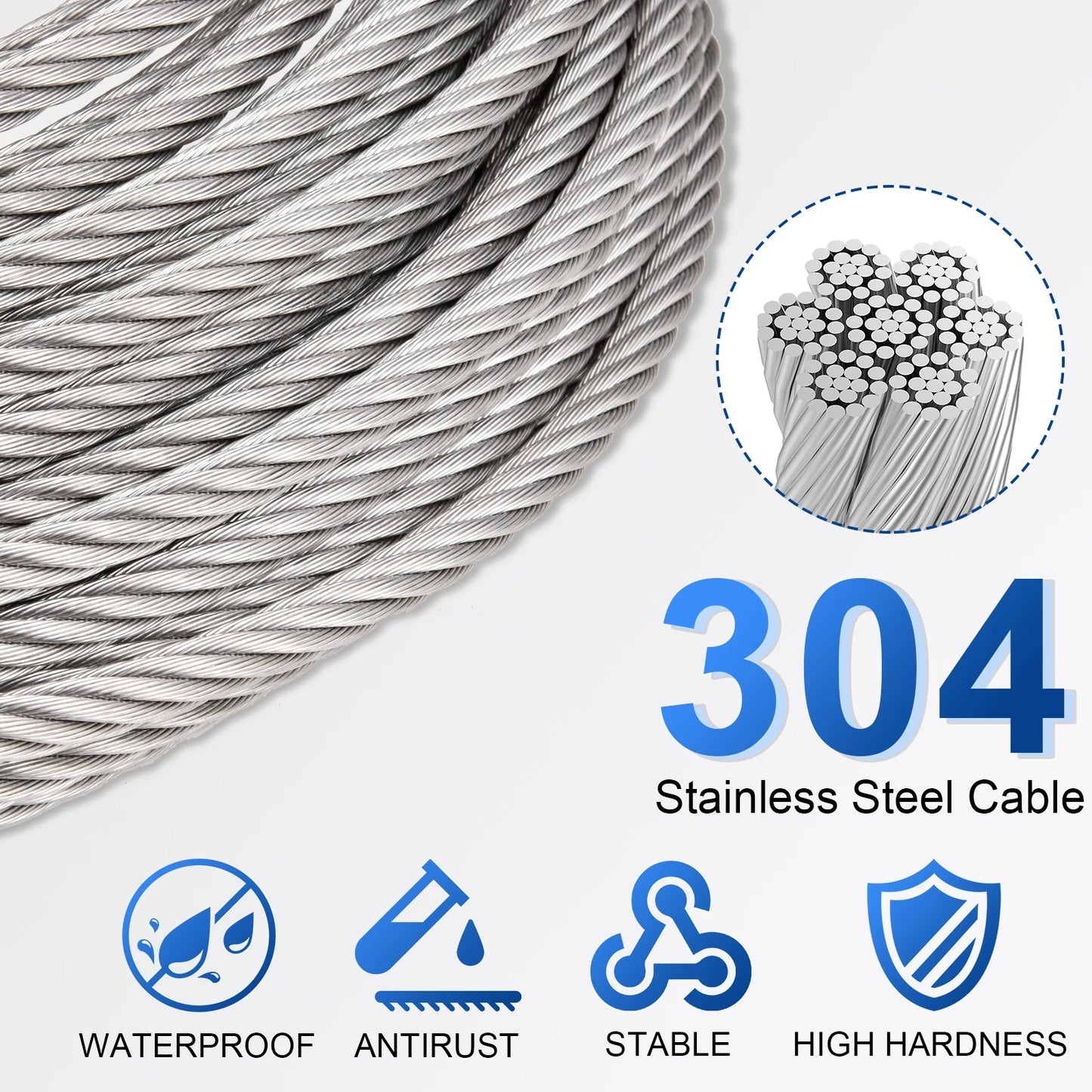 Stainless Steel Aircraft Wire Rope Heavy Duty Winch Cable