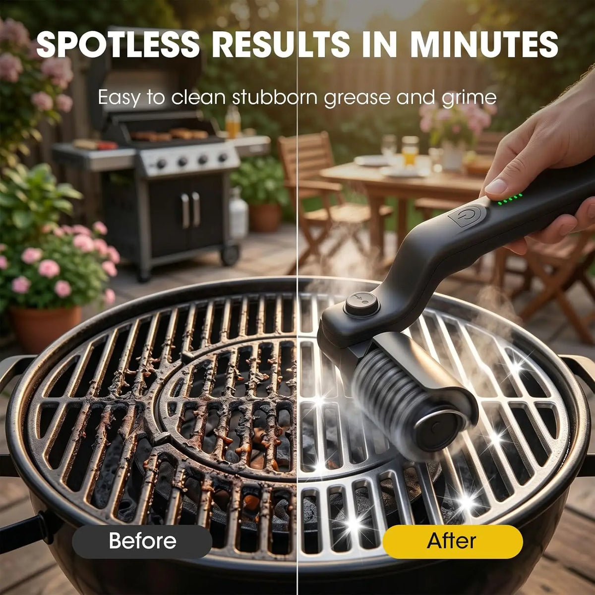 Electric Grill Brush, High Torque Grill Brush with 3-Speed Modes, 20kg Max Torque BBQ Cleaner, Safe for Porcelain, Cast Iron & Stainless Steel Grates, Reinforced Steel Bristles, Comes with Extra Cloth Brush Head and Heat Resi