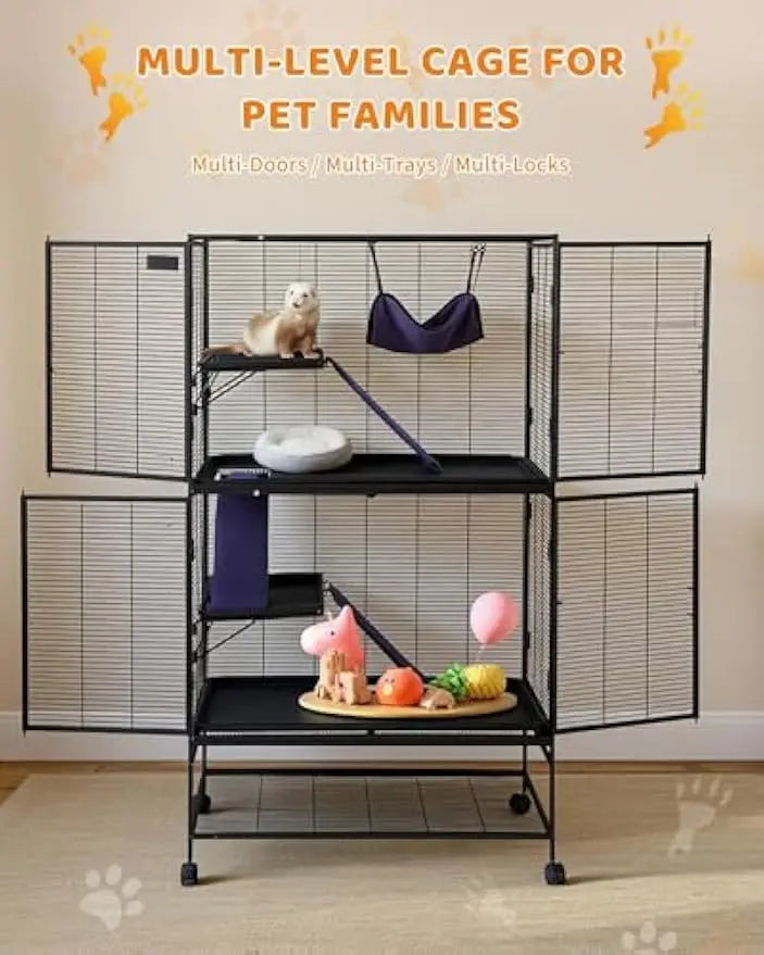 Garvee Rolling Metal Multilevel Ferret Small Animal Cage