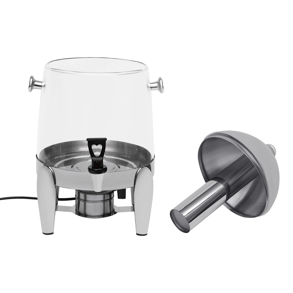 12L Hot Cold Beverage Dispenser, 110V 400W PC Transparent Juice Urn Dual Heating Mode Ice Cooling Tube Anti-slip Stainless Base For Cafe Restaurant Drink Serving