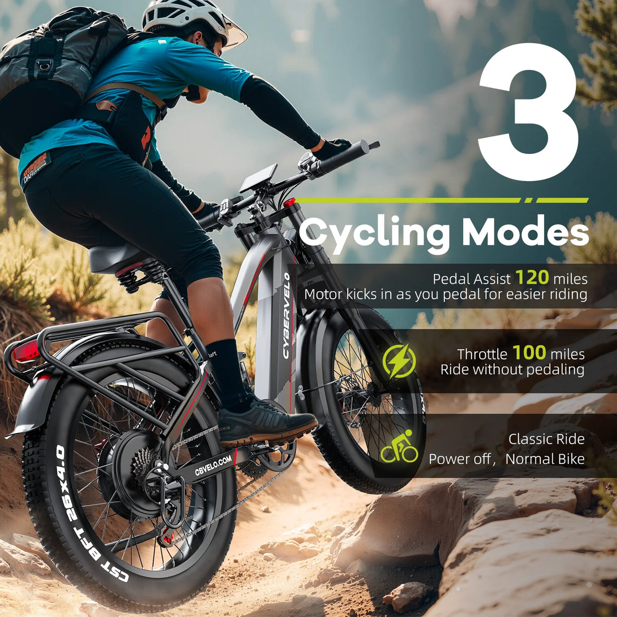 CBVELO 5000W Fat Tire Electric Bike With Long Range Battery