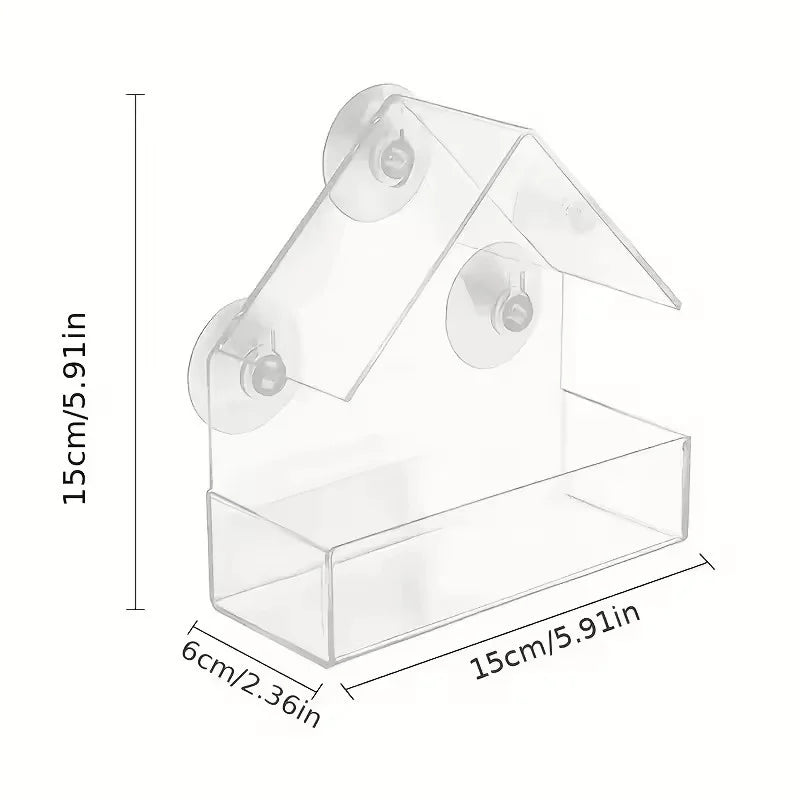 Transparent Acrylic Window Bird Feeder With Suction Cups
