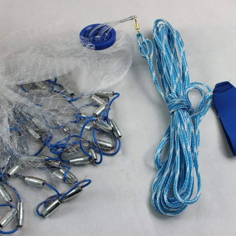 Monofilament Bait Net With Heavy Steel Sinkers For Fishing