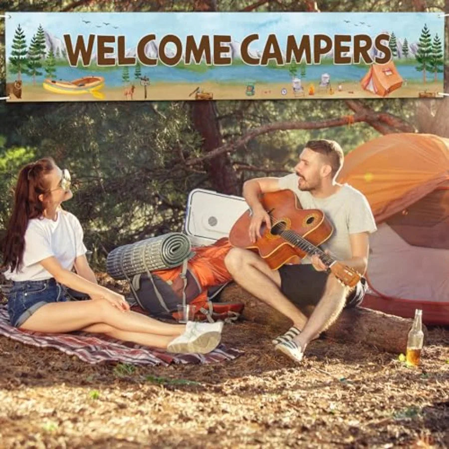 Camping Adventure Birthday Party Banner And Baby Shower Backdrop
